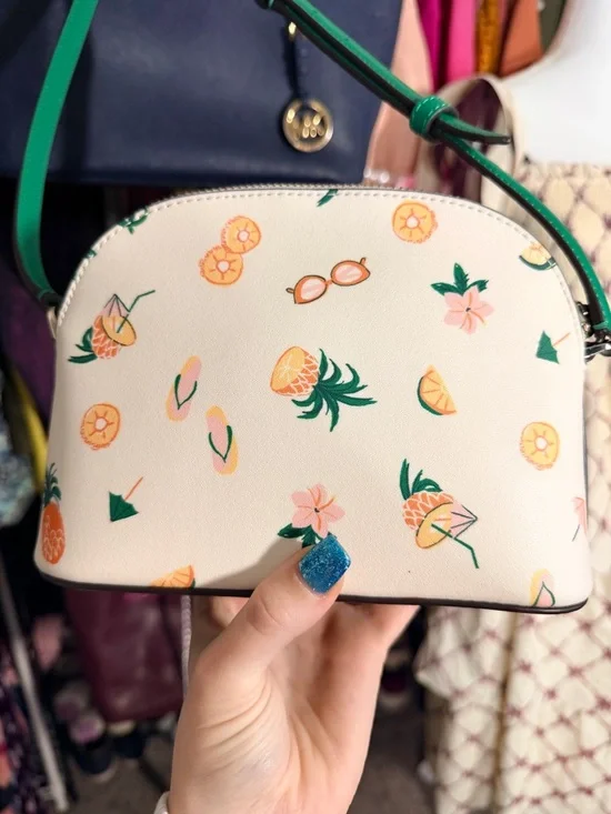 kate spade Cream Tropical Pool Party toss multi small dome Crossbody 960 L38 - Picture 5 of 11